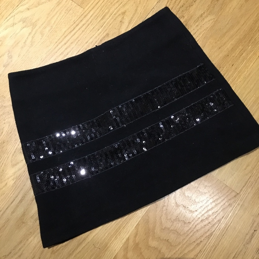 Black sequin wool skirt